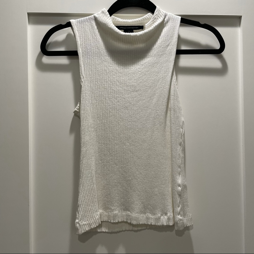 French Connection white rubbed tank